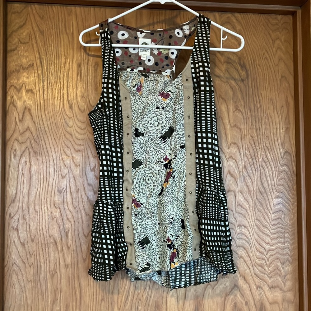 Desigual Black and Cream Patterned Tank Top
